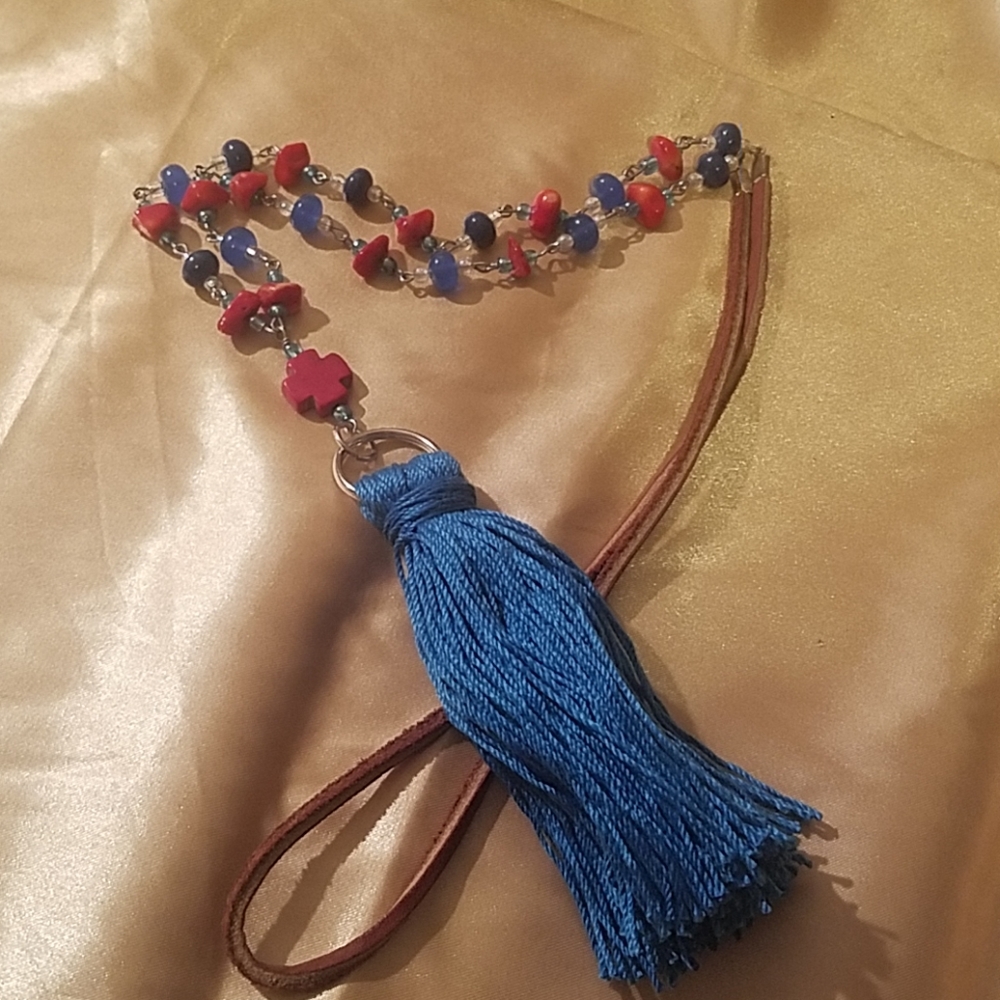 Blue Tassel Necklace